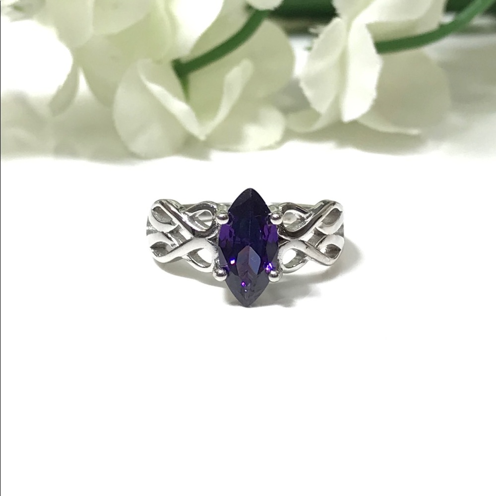 Amethyst Celtic Sterling Silver Ring